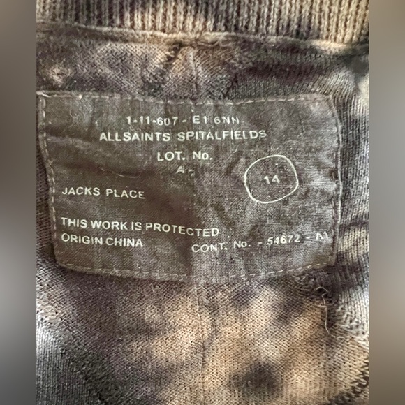 All Saints cool tie dye cotton blend cardigan w/harlequin stitching.UK 14 US L - Picture 5 of 5